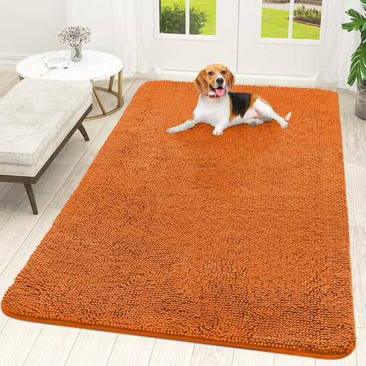 OLANLY Dog Door Mat - Absorbent Non-Slip Chenille Mat for Muddy Paws | 70x46, Quick Dry, Indoor Entryway Carpet in Clay