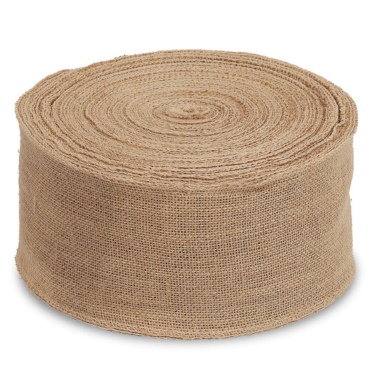 KINJOEK 4 Inch Wide 54 Yards Burlap Ribbon, Natural Jute Fabric Ribbon Crafts Ribbon for Christmas Wedding Gifts Burlap Fabric DIY for Decoration