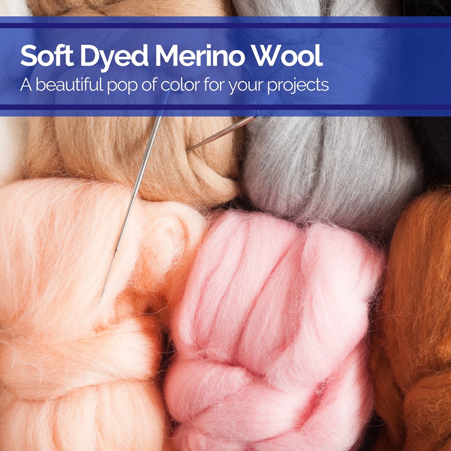 Revolution Fibers | Mixed Merino Wool Variety Pack | Perfect Wool Roving for Spinning, Needle Felting, Wet Felting, Weaving and Crafting (All Creatures (Naturals), 500 Grams)