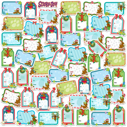 Scooby-Doo Christmas Labels 50-Count Holiday Vinyl Labels Variety Pack, Peel & Stick Waterproof Tags for Presents, Wrapping, Scrapbooking & Crafts
