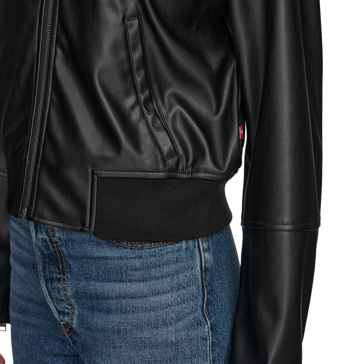 Levi's Women's Faux Leather Bomber with Laydown Collar, Black, Medium