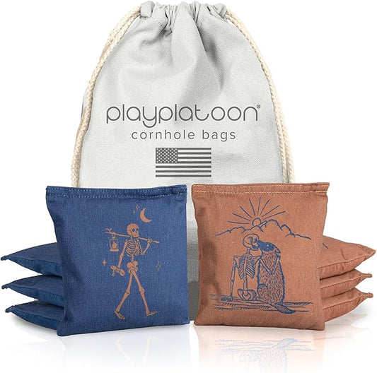 Professional Cornhole Bags - Set of 8 Regulation All Weather Double Sided - Sticky Side/Slick Side Bean Bags for Pro Corn Hole Game