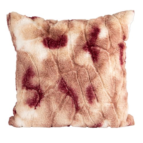 Bloomingville, Pink and Rose Faux Fur Pillow, Pattern and Velvet Back, Color