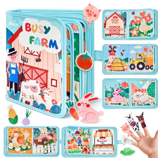 JoyCat Farm Busy Book for Toddlers 1-3, 21-in-1 Montessori Toy, Busy Travel Quiet Book, Birthday Gift for 1-3 Year Old