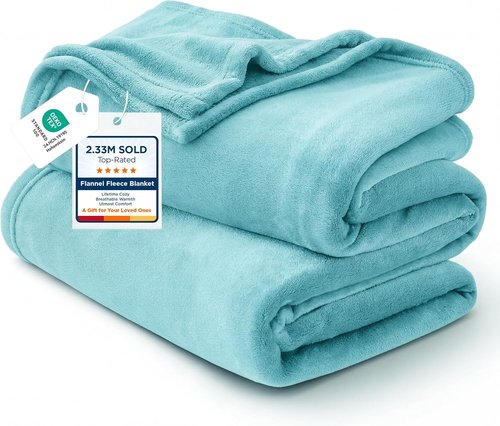 Bedsure GentleSoft Fleece Throw Blanket - Cozy River Blue Plush Blanket for Couch, 50x70 Inches
