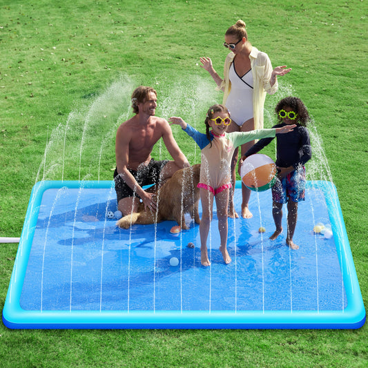 SLOOSH 120" Non-Slip Splash Pad Sprinkler - Summer Water Toys Sprinkler Mat for Kids Toddlers Dogs, Outdoor Backyard Pool Party Decor Outside Water Games Fountain Wading Baby Pool Boys Girls Gifts