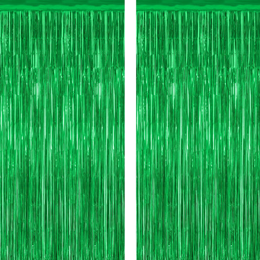 2 Pack Tinsel Backdrop, 3.28 FTx7.05 FT Green St Patricks Day Party Decorations, Metallic Backdrop Curtains Tinsel Curtains Streamer Backdrop, Party Supplies Wall Decor for St. Patricks Party Birthday