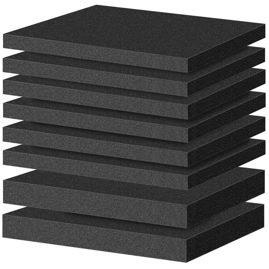 ToLanbbt Polyurethane Foam Sheets, 6P 16 x 12 x 1 in, 2P 16 x 12 x 1.6 in Cuttable Tool Box Case Inserts, Black Cushion Packing Pads for Toolbox, Game Box, Craft, Camera Storage