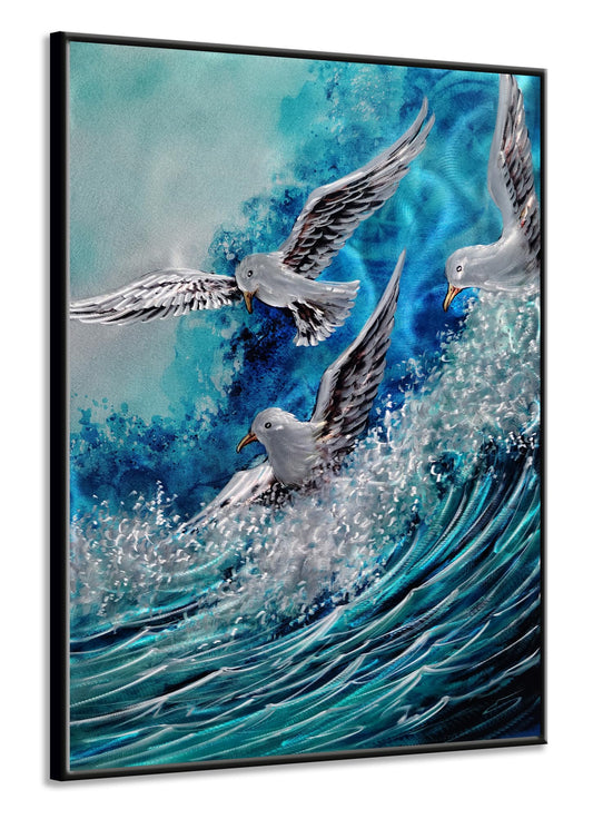 Yihui Arts Coastal Metal Wall Art - Stunning Seawaves Aluminum Artwork, Perfect Home Accent for Living Room, Bedroom, or Hallway Decor