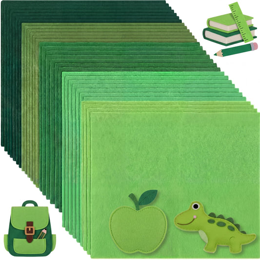 Peryiter 150 Pcs Green Felt Fabric Sheets Bulk for St. Patrick's Crafts 12 x 12 Inch 1.4 mm Day Thick Stiff Felt Sheets Square Assorted Fabric Square for Crafting Sewing School DIY