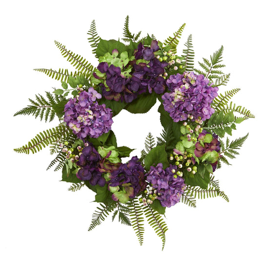 Nearly Natural 24in. Artificial Hydrangea Berry Wreath