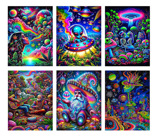 EIBEILI Diamond Art Kits for Adults - 6 Pack Rainbow-Colored Diamond Painting Kits for Adults Beginner,5D Round Full Drill Gem Art DIY Crafts Kits for Gift Home Wall Decor 12x16inch