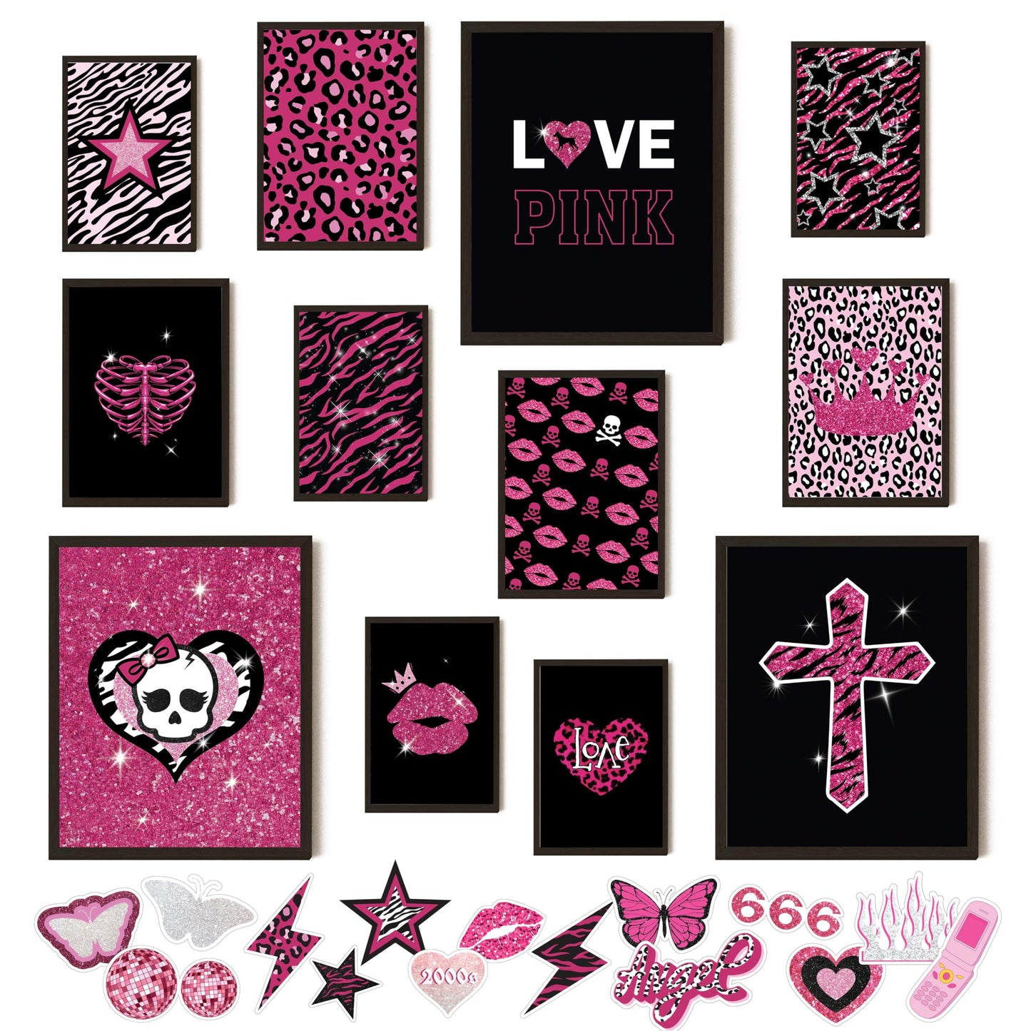 97 Decor Mcbling Trashy Y2k Room Decor Aesthetic - Early 2000s Room Decor Y2k Posters, Hot Pink Pictures Wall Art Prints, Baddie Aesthetic Pictures for Teen Girls Dorm Bedroom Apartment (Unframed)