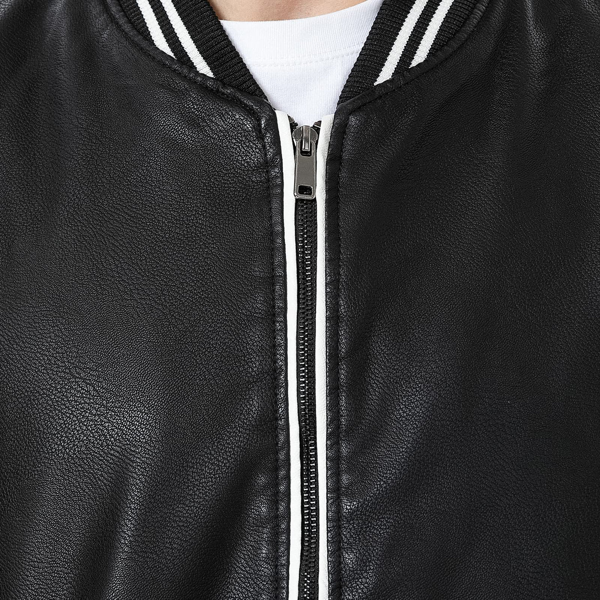 chuida Mens PU Faux Leather Motorcycle Bomber Jacket Stand Collar Fleece Windproof Lightweight Biker Racing Coats Outwear