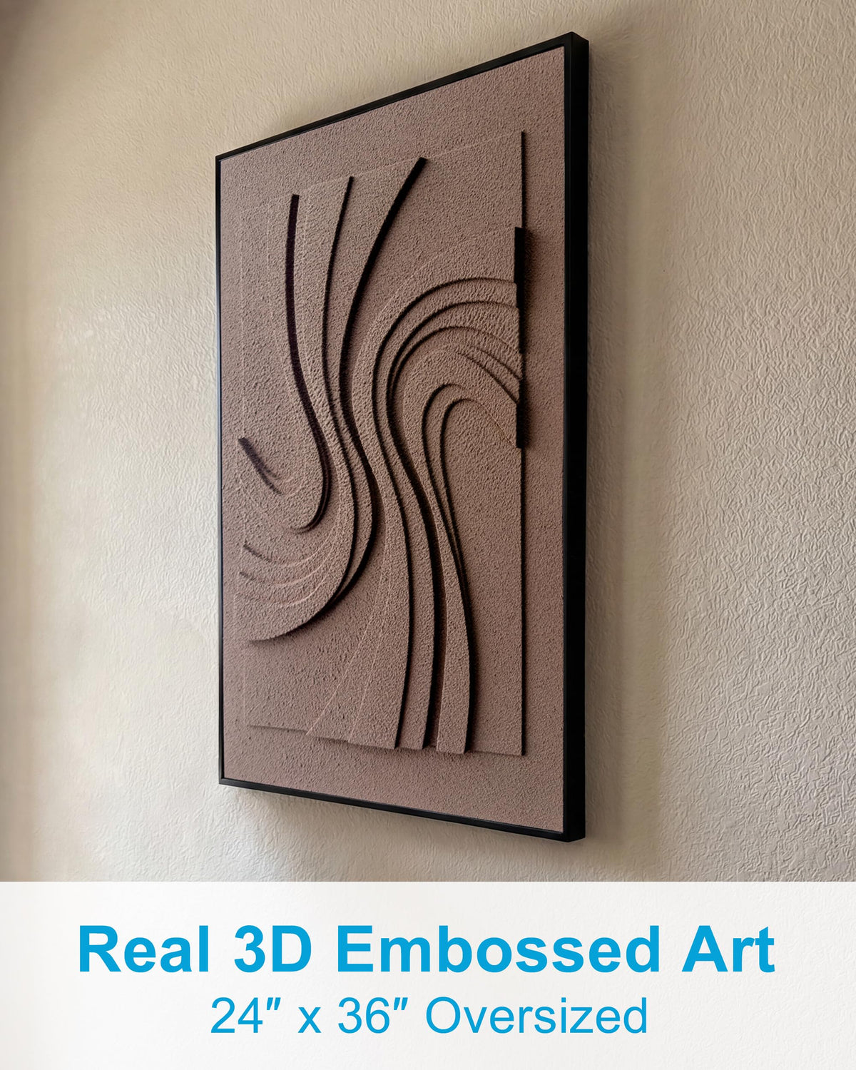 MIX3D Wall Art 3D Textured Sandstone, 24x36 Inch Framed Handcrafted Artwork, Ready to Hang for Living Room Bedroom Office
