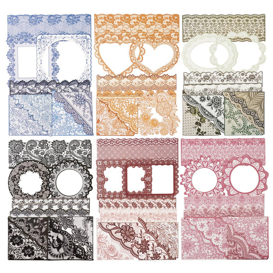 Miyouluna 90PCS Vintage Lace Frame Stickers, Retro Scrapbook Stickers with Elegant Borders for Journaling, Junk Journal, DIY Crafts, Planner Decoration