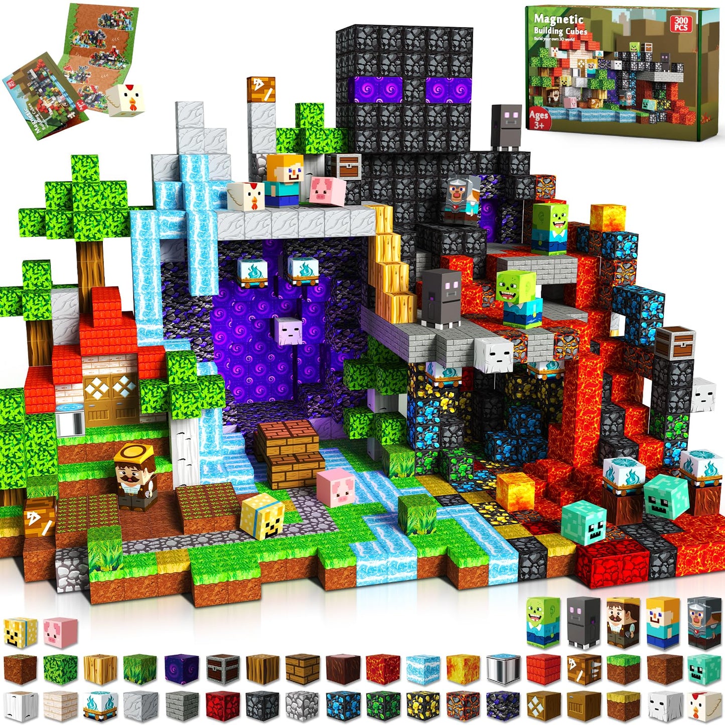 GraceDuck 300 PCS Magnetic Blocks - Magnetic Building Blocks, Stacking Magnets for Kids, Sensory Toy for STEM Montessori Sensory Toys for Kids 3+ Boys and Girls Christmas Birthday Gifts
