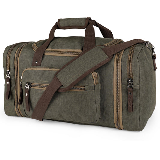 Duffle Bag for Travel 20–23” Expandable (40L) – Lightweight Water-Resistant Carry On Weekender with Multiple Pockets & Shoulder Strap – Airline Approved Travel Duffel Bags for Men & Women - ARMY GREEN