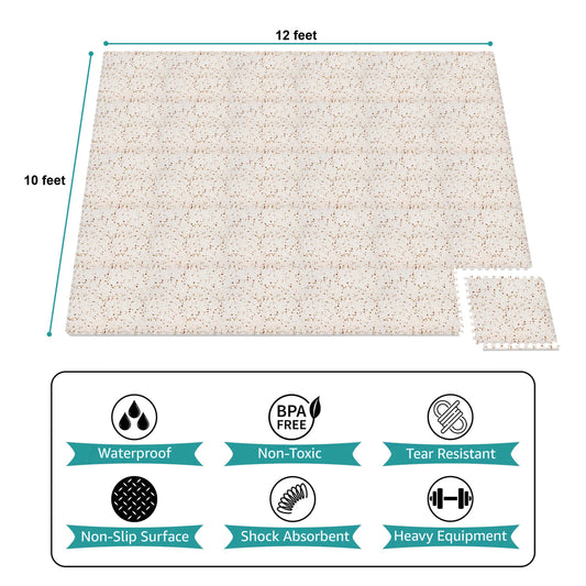 Sorbus 120 Sq. Ft. Wood Grain Floor Tiles Foam Mat EVA Interlocking Mats Tile 3/8-Inch Thick Flooring Wood Puzzle Exercise Mats w/Borders - Home Playroom Basement, Apartment, Trade Show, Baby, Dance