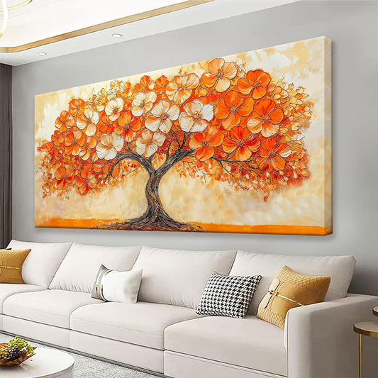 Suconvng Canvas Art Wall Decor Orange Tree Abstract Wall Art For Living Room Picture Modern Landscape Abstract Art Painting Home Wall Decor 24" X 48" Bedroom Office Artwork