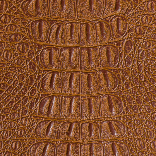Alligator Fabric, Soft Textured Crocodile Vinyl Faux Leather, Gator Skin Embossed Upholstery DIY Craft and Clips Pleather Sheets – Individual 1 Yard Cut 36”x54” (Saddle)