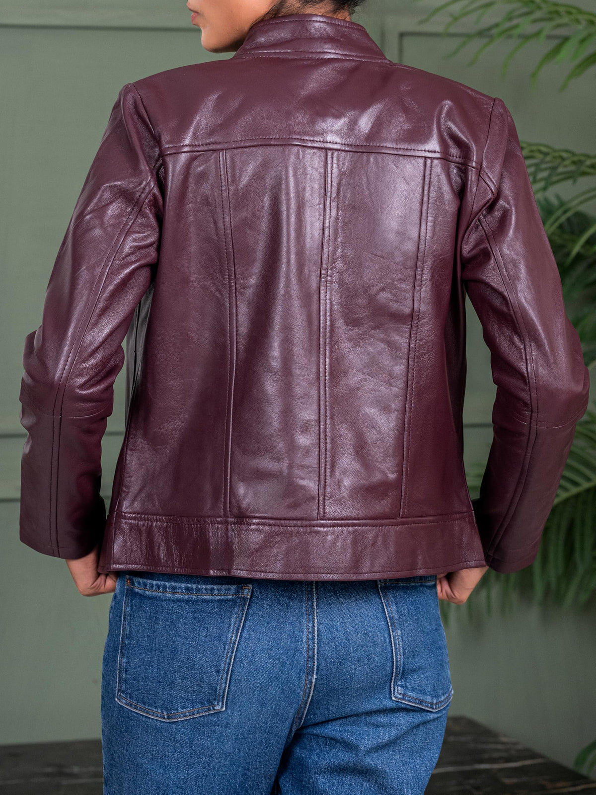 Jild Stylish Collar Casual Womens Leather Jacket - Biker Style Premium Lambskin Leather Jacket Women (Amy-Burg-L)
