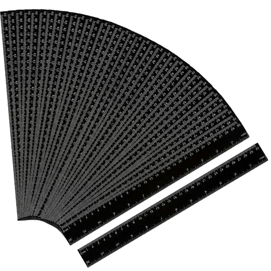 EBOOT 50 Pack 12 Inch Plastic Ruler Bulk Black Ruler for Classroom with Inches and Metric for Easy to Read Markings Design Clear for Crafting Office School Supplies Set Measuring Tools (Black)
