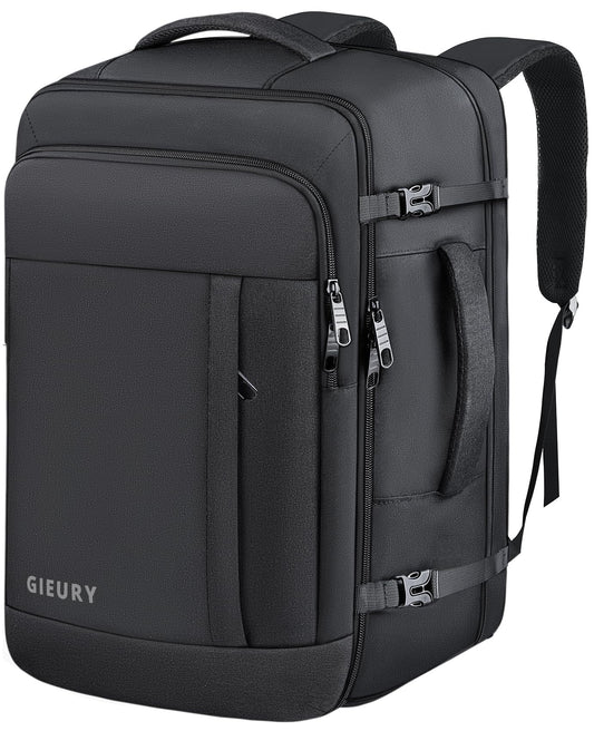Gieury Carry On Backpack, 50L Travel Backpack, Luggage Backpack TSA Flight Approved Laptop Backpack for Men & Women, Large Expandable 40L Daypack Lightweight Business Weekender Bag, Black