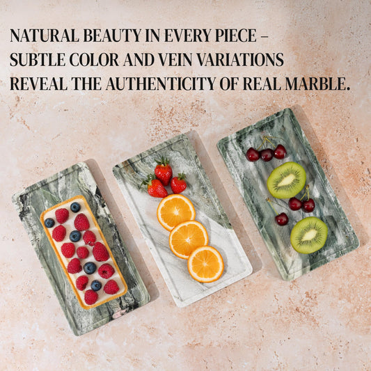 Green Marble Tray – 12" x 6.5" Decorative Vanity Tray for Bathroom, Countertop, Jewelry, Candles, Kitchen | Natural Stone Organizer for Makeup, Perfume, Skincare & Home Décor