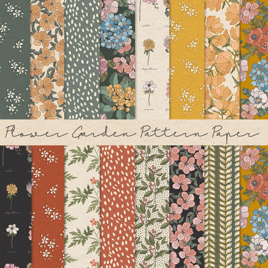 Whaline 30Pcs Floral Garden Pattern Paper Vintage Flower Botanic Scrapbook Specialty Double Sided Floral Decorative Craft Paper For DIY Card Making Photo Album Journal Decor, 11.8 x 11.8 Inch