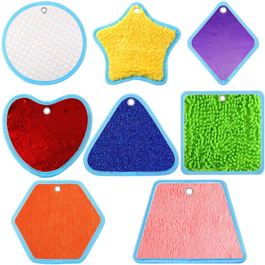 Boao 8 Set Mini Sensory Mats Assorted Textured Play Mats Sensory Floor Tiles Educational Tactile Toys for Activity(8.7 Inch,Irregular)