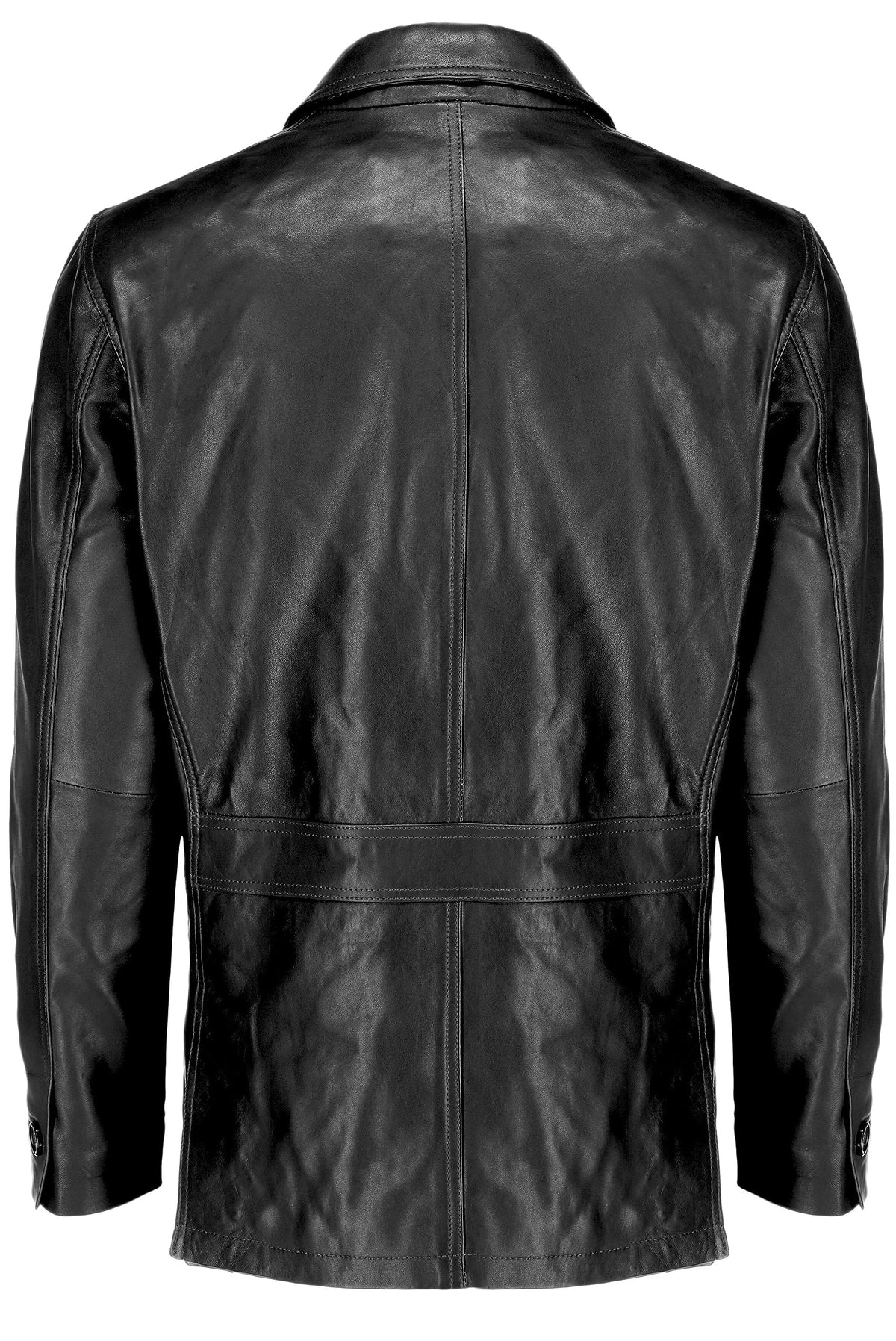 Jild Lambskin Leather Jacket Men Casual Coat – Notched Collar Classic Bond’s Style Ultimate Leather Blazer for Men (NC-Blk-M)