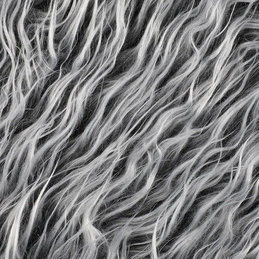 Tatuo 60 x 18 Inch White Gray Faux Fur Fabric Christmas Fluffy Fuzzy Craft Fake Fur Cuts Shaggy Synthetic Plush Patch Sewing DIY Winter Halloween Costume Gnome Beard Miniature Dolls Rugs Mats Gift
