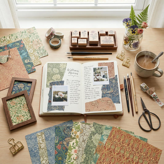 Kauzon Classic Floral Patterns Scrapbook Paper, 24 Sheets 12x12 Inch Double Sided Vintage William Morris Pattern Paper for Card Making, Gift Tags, DIY Crafts and Home Decor.