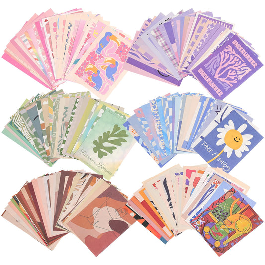 emmoolife 300 Sheets Aesthetic Scrapbook Paper, Retro Boho Pastel Wall Collage Scrapbooking Supplies Craft Decorative Papers Abstract Art Hippie Pattern Room Fashion Decor Paper for Card Making Gift