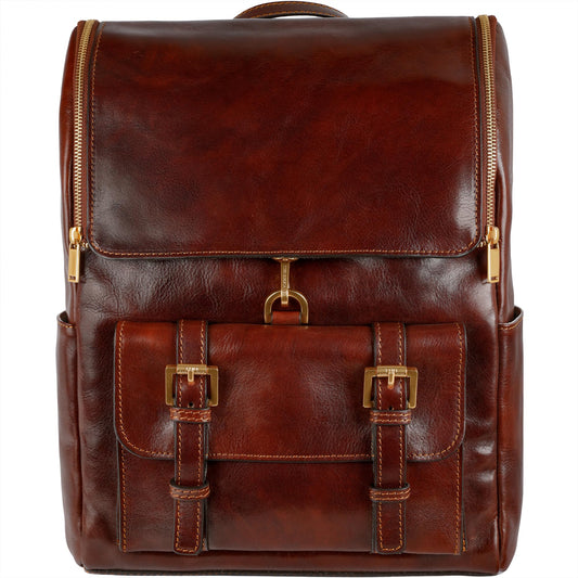 Time Resistance Leather Backpack - Laptop Travel Bag Rucksack up to 15” - Bag for Men and Women (Brown)