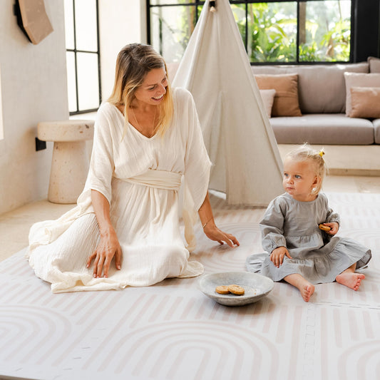 Toddlekind Playmat - Premium Foam Playmat, 4 x 6 feet, 6 Tile Extra Thick Foam Floor Puzzle Mat for Babies/Toddlers Stylish, Non-Toxic, Odorless. Perfect for Tummy Time & Play. 0m+