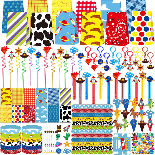 Blue Hydrangea 232 Pcs Cartoon Story Theme Birthday Party Favors Decorations Supplies for Kids Goodie Bag Stuffer Pinata Filler