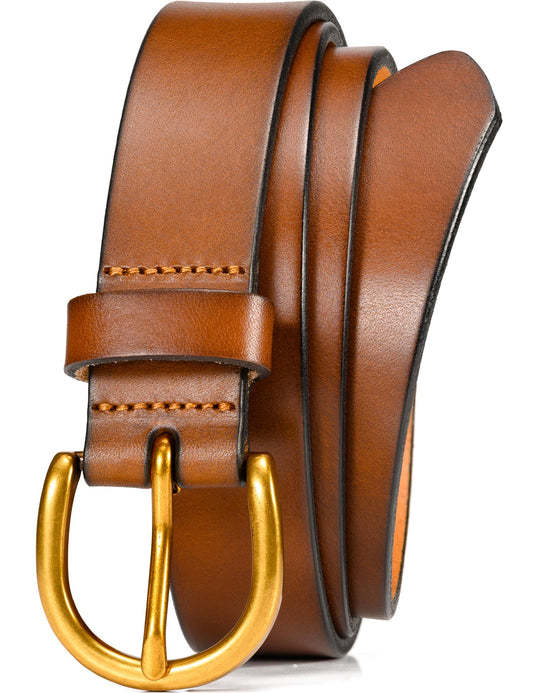 WOLFANT Womens Casual leather Jean Belt,1.1" Ladies Belt with Gold Buckle,100% Italian Full Grain Real Solid Leather