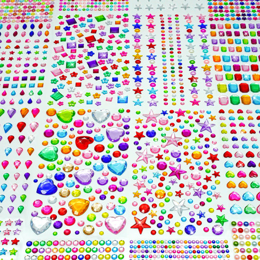Refamaee Gem Stickers, 6124 PCS Self-Adhesive Rhinestone Stickers, 20 Sheets Multicolor Bling Jewels Crystal Diamond Stickers for Kids DIY Craft, Scrapbook, Party and Holiday Decorations