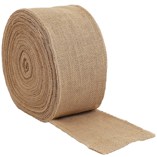 KINJOEK 5 Inch Wide 11 Yards Burlap Ribbon, Natural Jute Fabric Ribbon Crafts Ribbon for Christmas Wedding Gifts Burlap Fabric DIY for Decoration