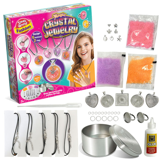 Small World Toys Magic Crystal Jewelry, DIY Jewelry Making Kit, Charm Bracelet & Necklace Maker, Crafts & Toys for Girls, Ideal Birthday Gift for Kids 7+