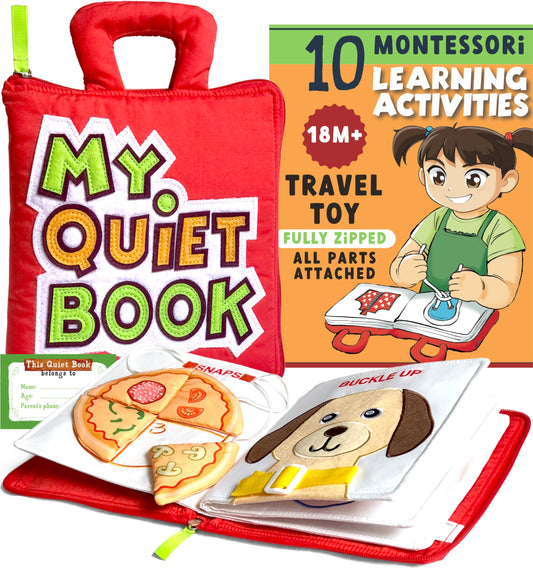 BAVY My Quiet Book - Toddler Travel Essential, Car Plane Airplane Toys, Montessori Busy Board Book, Activity Books for Toddlers 1-3, Gifts for 1 2 3 4 Year Old Girl, Birthday Gifts Toys Age 2-4