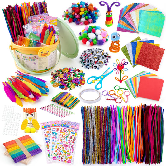 Sundaymot Kids Arts and Crafts Set 2000+ Piece DIY Craft Supplies Kit with Assorted Accessories for Boys & Girls Ages 6-12, School Classroom Projects, Gifts for Boys and Girls.