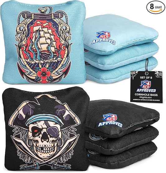 Play Platoon Cornhole Bags Set of 8 Regulation Professional Corn Hole Bean Bags ACO Approved, Competition Weight, Slick and Stick