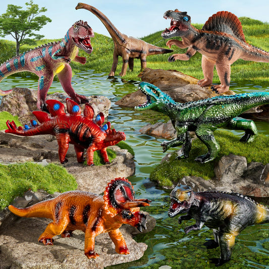 NIPLOOOW Big Dinosaur Toys for Kids 3-5, 7 Piece Realistic Soft Dinosaur Figures, Jumbo Dinosaur Toys for Kids 5-7, Dinosaur Party Favors, Birthday Gifts for Boys & Girls
