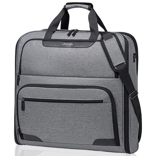 Garment Bags for Travel, Double Layered Carry on Garment Bag with Shoulder Strap, Foldable Suit Travel Bags for Men, Wrinkle Free Garment Travel Bag for Hanging Clothes, Dark Grey