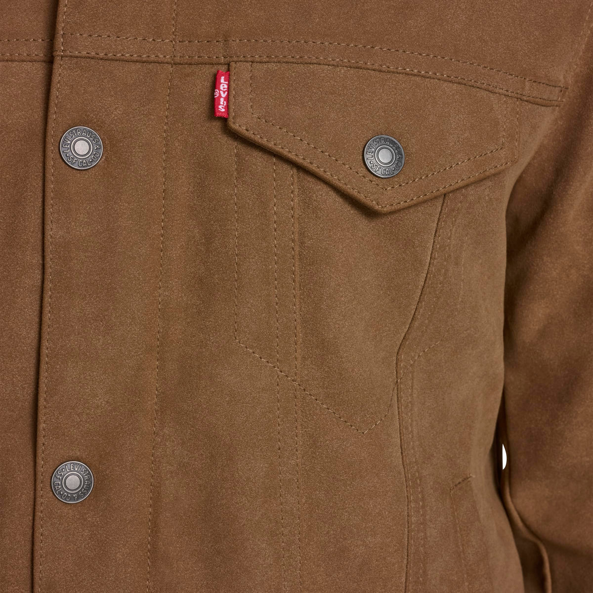 Levi's Men's Legacy Leather Classic Trucker Faux Suede Jacket, Toffee Faux Suede, Medium