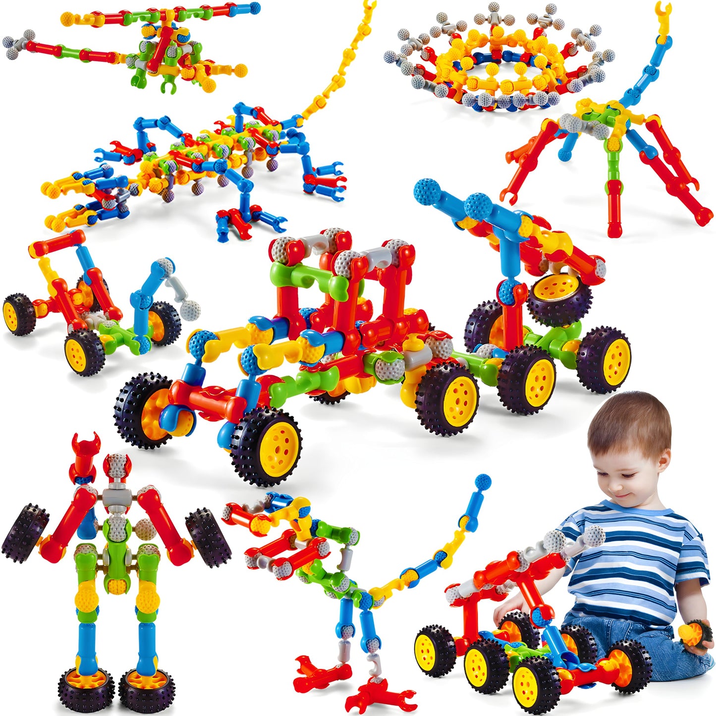 MOONTOY STEM Kits Building Toys for 3 4 5 6 7 8 Year Old Boy Girl Birthday Gift, Educational Building Blocks for Kids Ages 3-5 5-7 4-8 6-8, Preschool Engineering Set Creative Activities Classroom Game