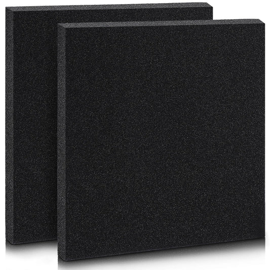 Pangda 2 Pcs Black Foam Pad 12 x 12 x 0.25 Inches Cuttable Polyurethane Foam Sheet, High Density, Non Corrosive, Anti Static Pad for Packing Crafts Cases Toolbox Camera Storage